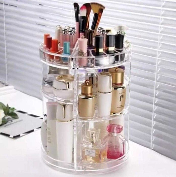 Органайзер за козметика и грим с въртяща се платформа