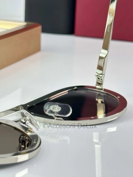 Ochelari de Soare Cartier CT0195S Noi Full Box Santos De Cartier [Verificare Colet]Silver
