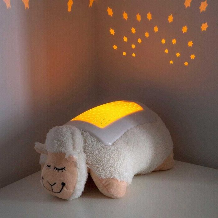 Lampa de veghe pentru copii cu proiector de stele model oaie de plus