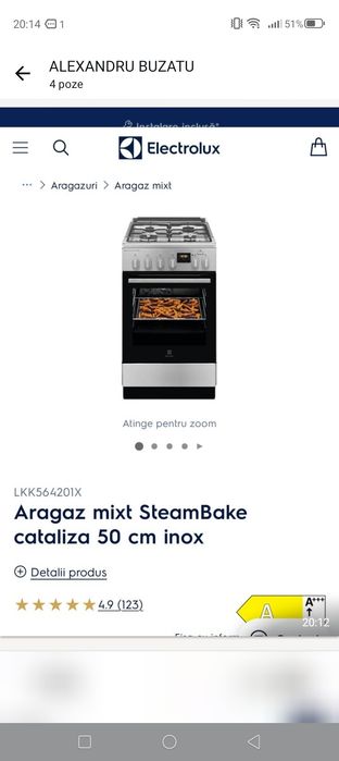 Aragaz Electrolux Steam Bake cataliza 50 cm
