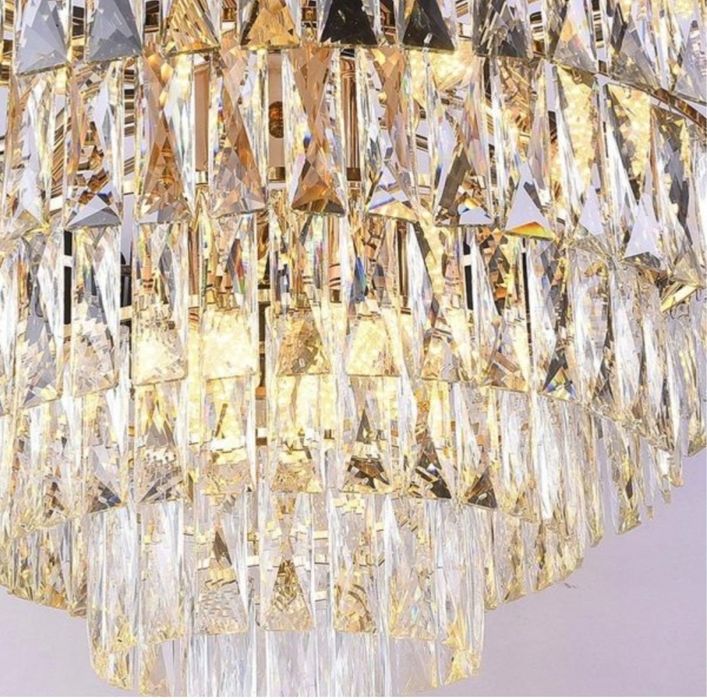 Candelabru din Cristal Negru și Auriu - Rotund 80 cm