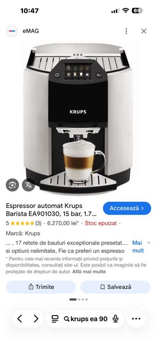 Expresor automat Krups EA90 touch screen