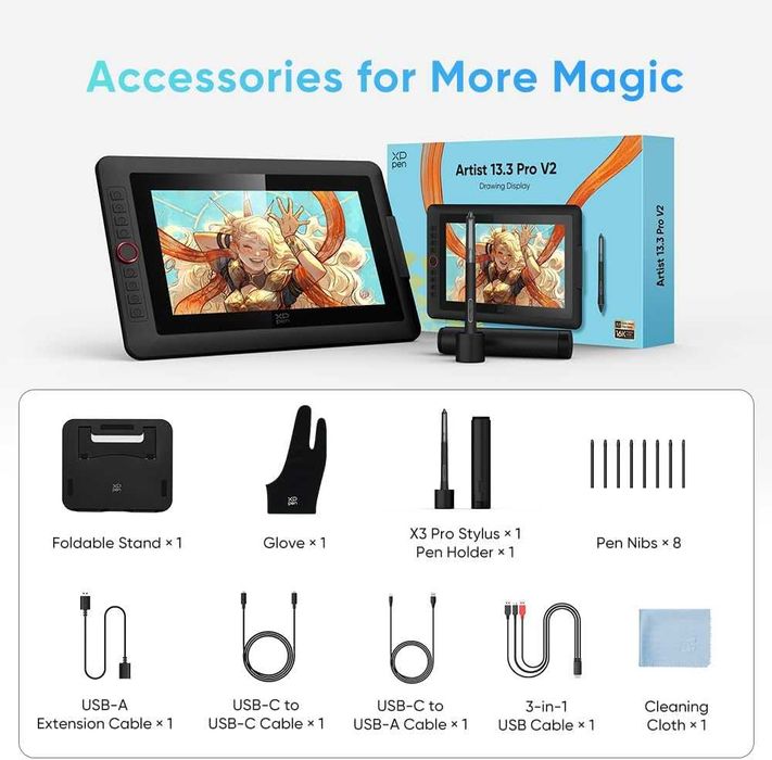 Tableta grafica XP-PEN Artist 13.3 Pro V2, 16K X3 ProSmart 1920 x 1080