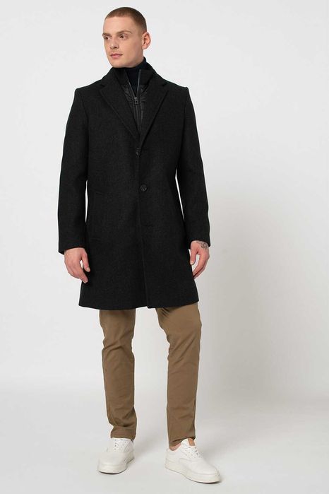 Palton slim 52 XL premium Robert Red lana Alpaca moale negru