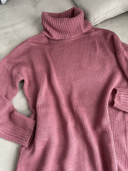 Pulover lung roz prafuit