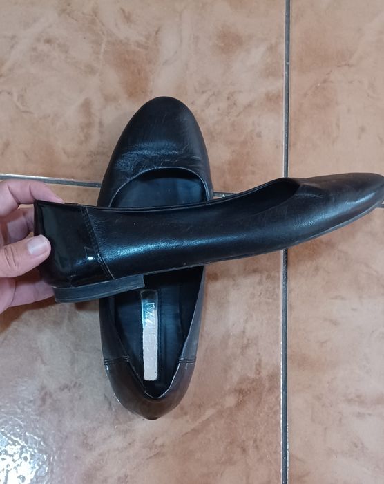 Balerini negri eleganti, imitație de piele cu lac, mărimea 37