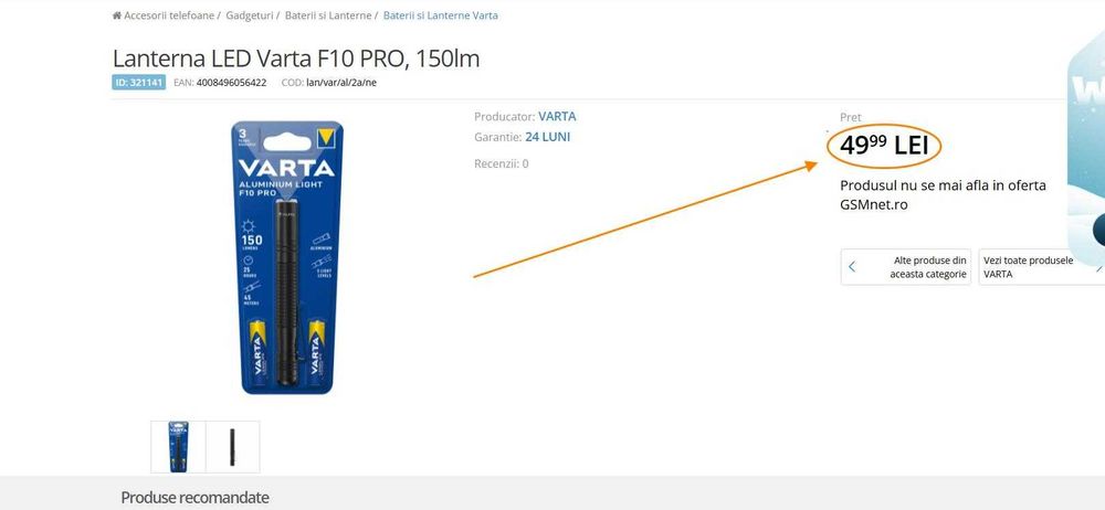 Lanterne LED, Promelek 500lm,Varta 150lm, Well 3W 220lm,(Super Ofertă)