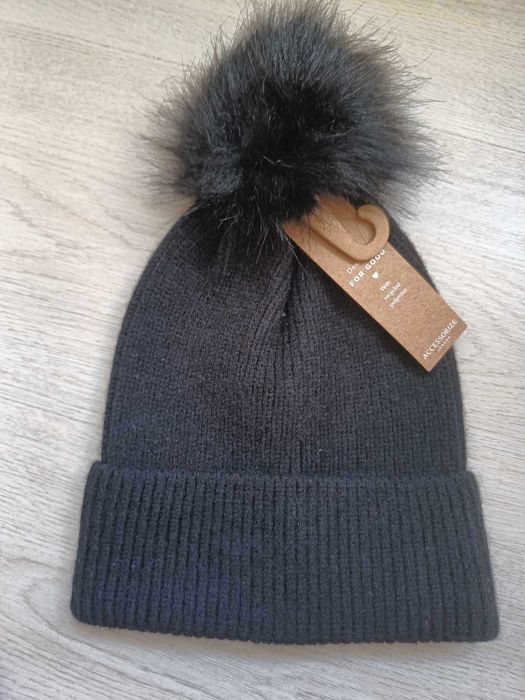 Fes Caciula Accessorize Women's Hat Black Striped 100% Acrylic Beanie