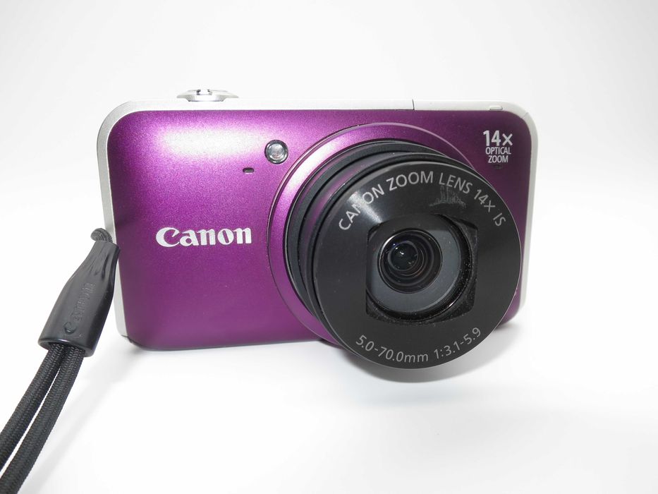 Canon PowerShot SX220 лилав ултра компактен цифров фотоапарат с голям 14х оптичен зум 12.1 MP, Full-HD видео, дигитална камера, пълен комплект ОТЛИЧНА