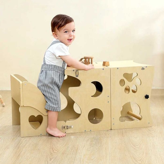 Помощна кула Монтесори за кухня, дървена кула за дете, Learning Tower, стъпало до плота