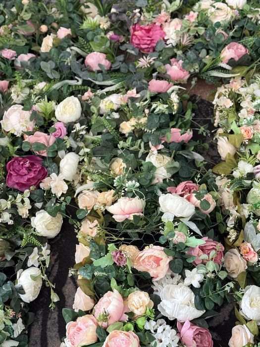 Vand covor flori artificiale pe plasa