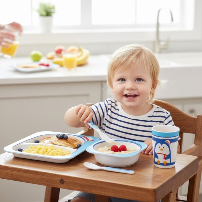 Детски комплект за хранене 5 части Cheffinger – чиния, купичка, чаша,