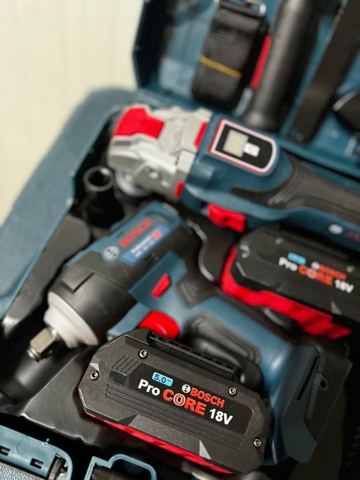 Set 2/1 Bosch Polizor Unghiular, Pistol impact ,2 Acumulatori 18V și 5 Ah