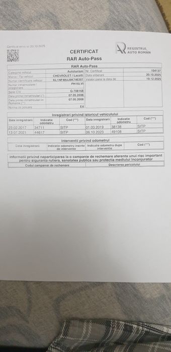 VAND Chevrolet Lacetti An 2008 51.385km Reali