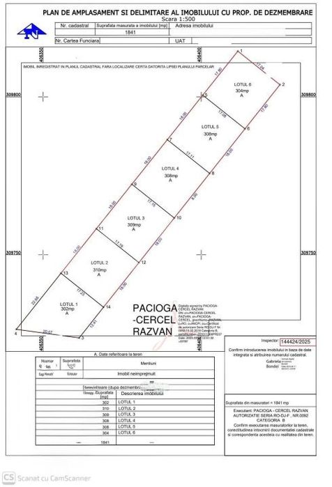 Teren intravilan, 302 mp, deschidere bilaterala, Damila zona U.M.