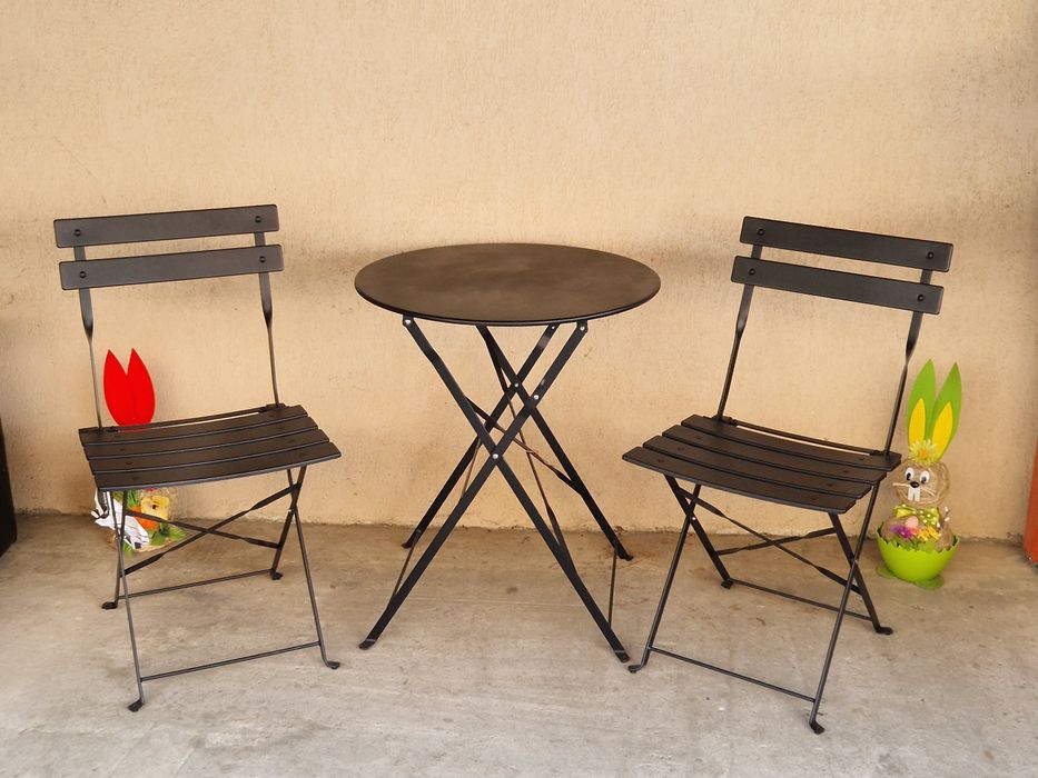 Set bistro terasă gradina scaune cu masă metalice solide rezistente