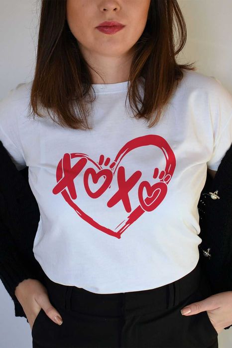 Дамски тениски с сърца принт - 11 модела XS-4XL