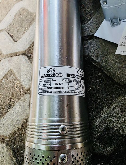 Vând Pompă submersibilă Wasserkönig SI8594/3.5 – 1200W, Debit 94 l/min.