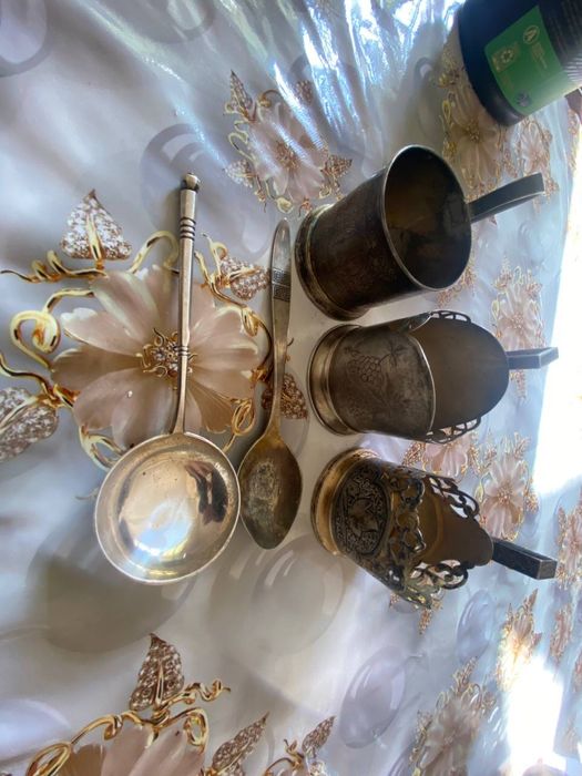 Серебро набор антиквариат ссср 875 и Царский 84 проба посуды