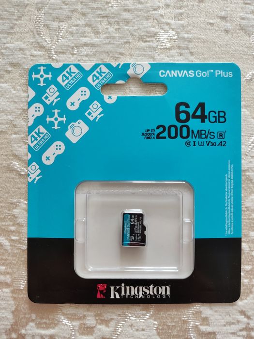 Карта памяти MicroSD Kingston Canvas Go! Plus 64GB