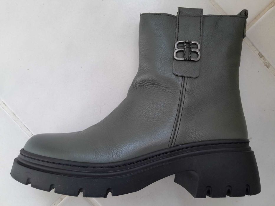 Зелени дамски боти - естествена кожа