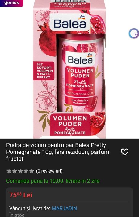 Pudra de volum Balea, pret in functie de cantitate
