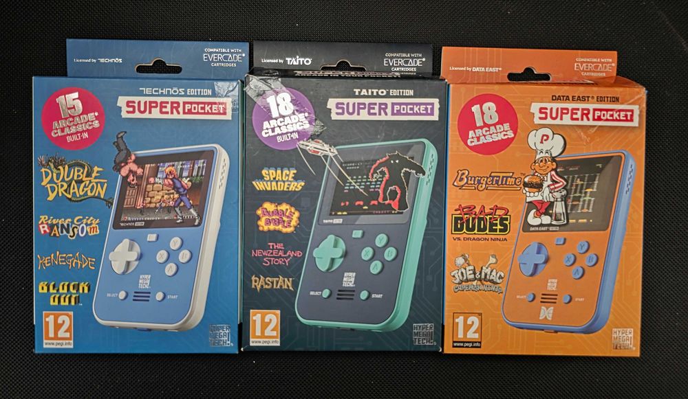 Конзола за игри, Hyper Mega Tech, Преносима, Ретро игри, 2.8" IPS, Data East Edition, 18 вградени игр