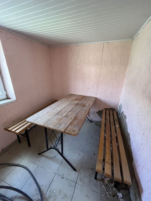 Стол со скамейкой деревянная