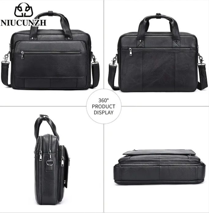 Мъжка кожена бизнес чанта/Професионално куфарче за лаптоп -10%Промоция