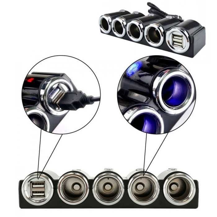 Разклонител за запалка 4-ка + 2 USB 1504