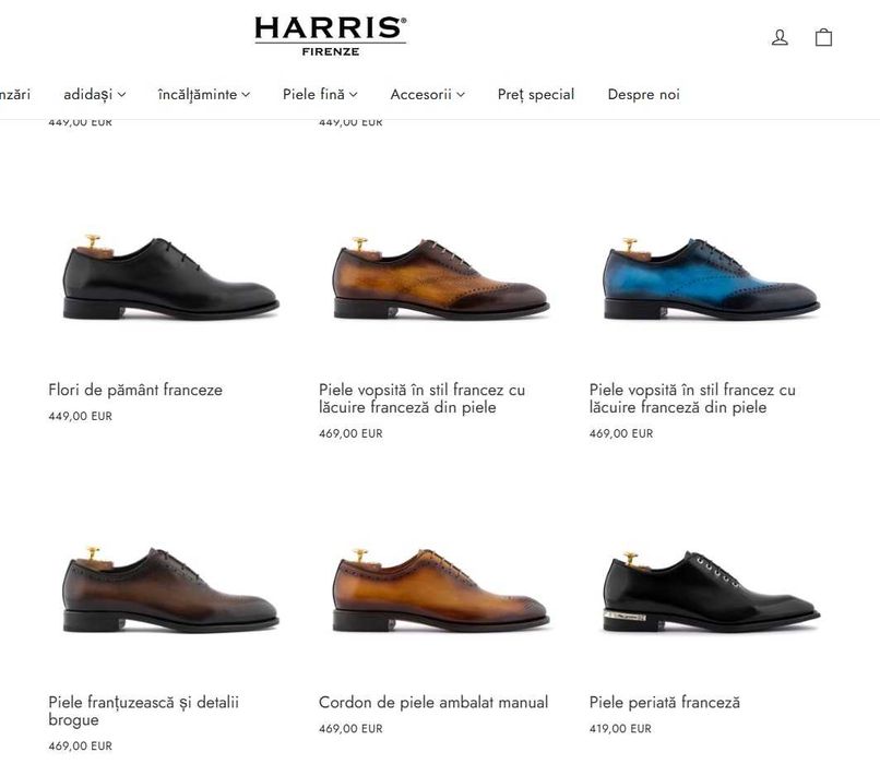 Pantofi oxford 41.5 42 de lux Harris lucrati manual piele naturala