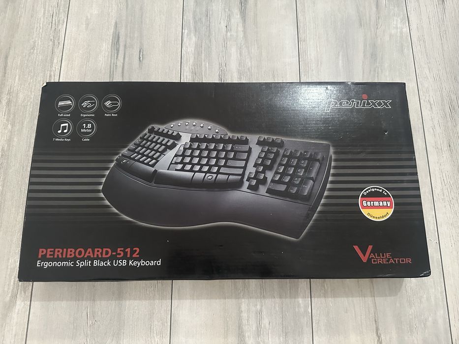 Tastatura ergonomica cu fir Usb Perixx, Negru