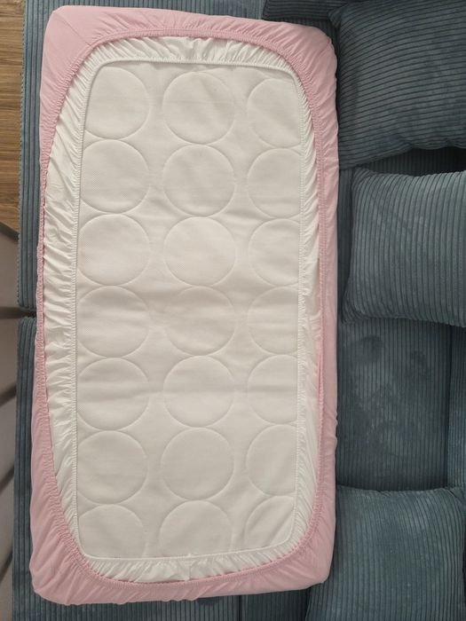Saltea pentru pătuț copii IKEA 60x120 + protecție impermeabila + cearșaf roz