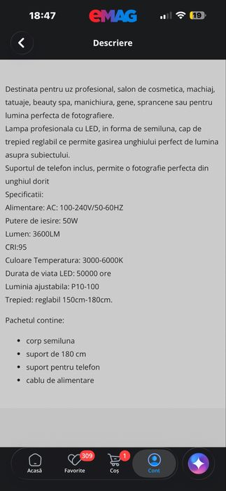 Lampa Profesionala Semiluna