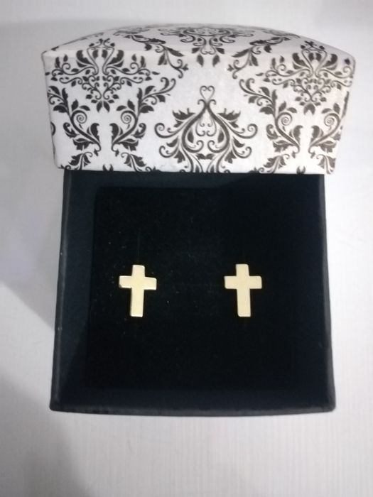 Cercei șurub tip cruciulița 14k