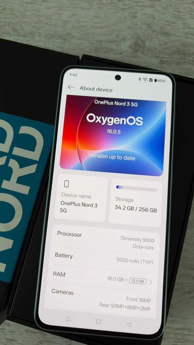OnePlus Nord 3, 256GB, 16+12GB RAM, 6.74 inch, Li-Po 5000 mAh Fluid Amoled 120Hz