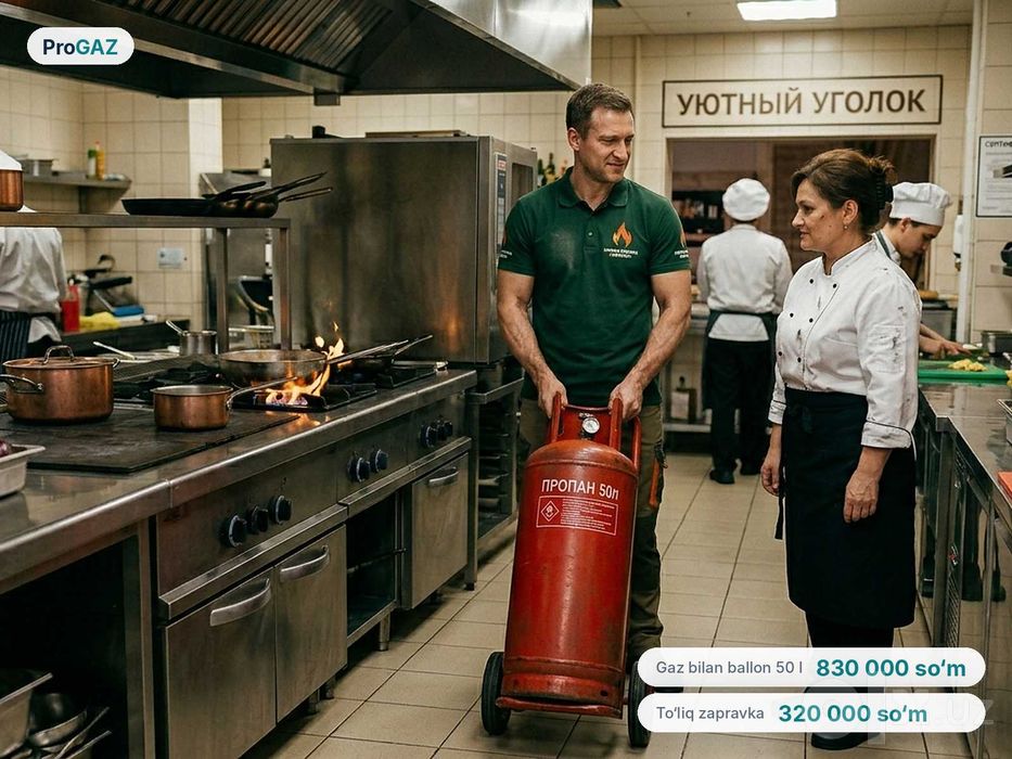 Kafe va restoranlar uchun propan gaz — 50 litrli ballonlar