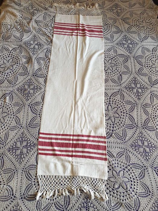 Голяма автентична кърпа с цветни бродерии и дантела месал и  тюбитейка