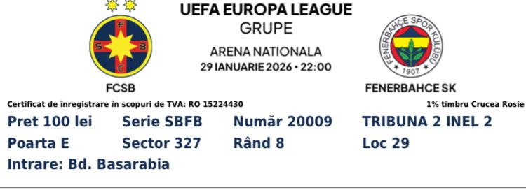 Bilete Fcsb - Fenerbache
