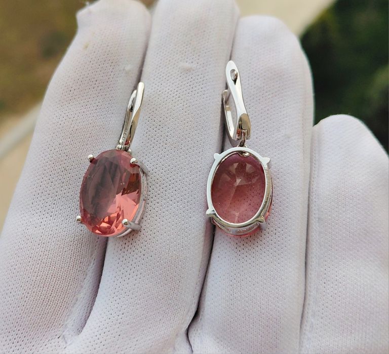 Серьги  Султанит Серебро 925.