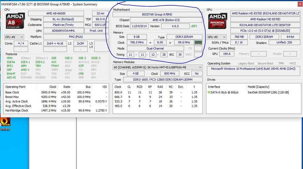 910S.Placa De Baza Biostar A78MD Ver 6.4,2xDDR3,Socket FM2+