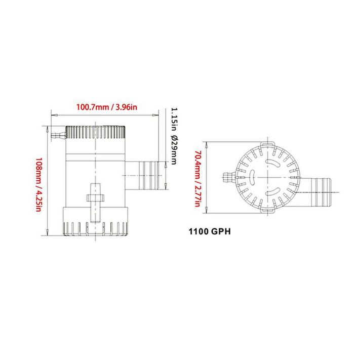 Отводнителна потопяема помпа, 12V, 1100GPH