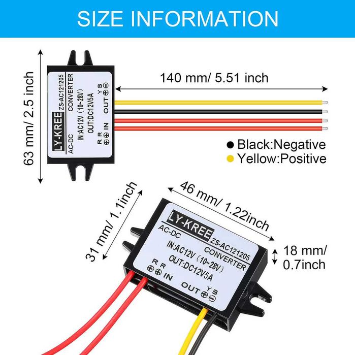 Redresor AC-DC 12V convertor impermeabil modul 5A – Negru