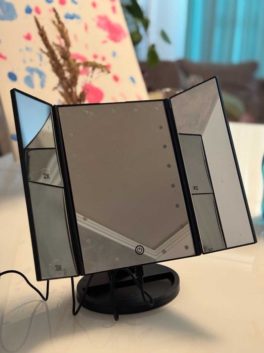 Козметично огледало с LED осветление, Черно - Bestope