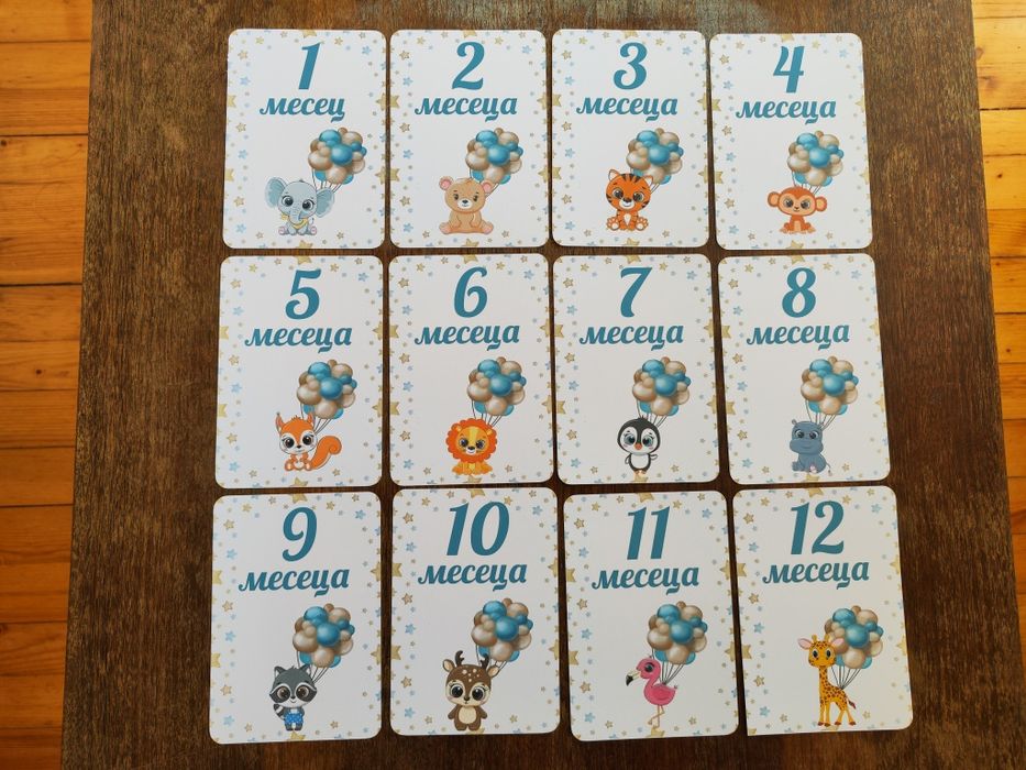 Карти за месечинки/бебешки месечинки/фотокарти/карти бебе/месеци бебе