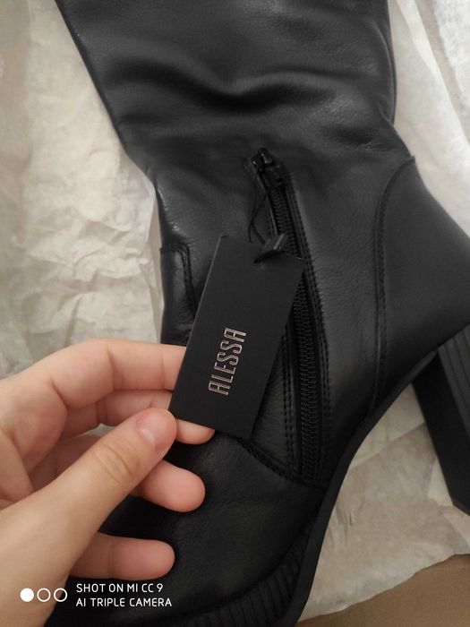 Alessa нови с етикет ботуши естествена кожа напа 37 размер