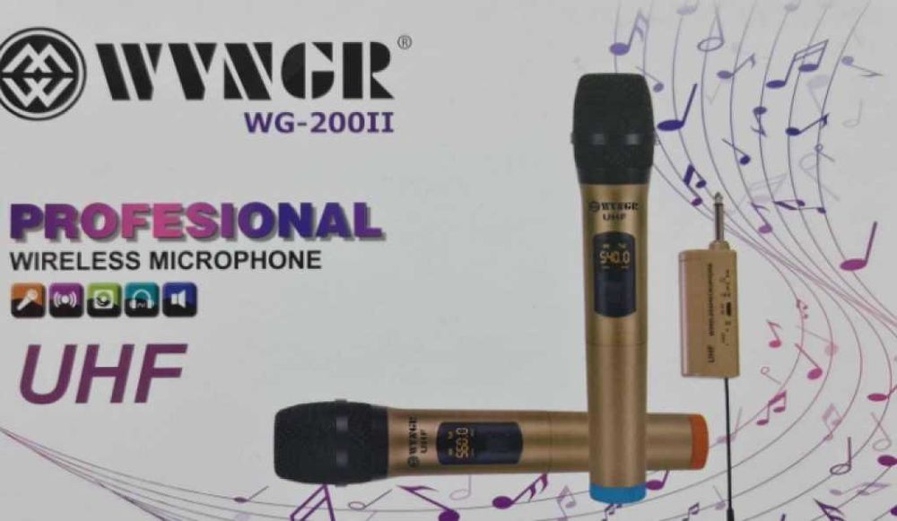 Комплект от 2 бр. безжични микрофони с дисплей WVNGR WG-200II