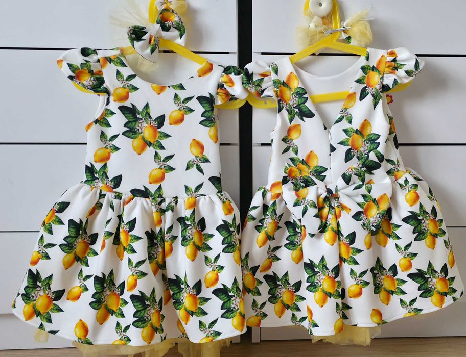 Детска рокля лимони, жълта