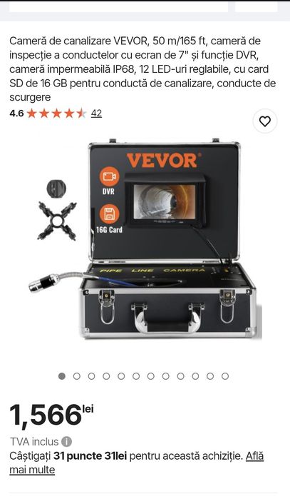 Camera inspectie tevi/canalizare 50m