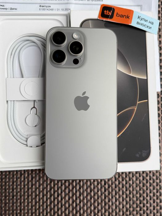 36М ГАРАНЦИЯ! iPhone 16 Pro MAX Лизинг от 30€/мес Natural Titanium КАТО НОВ 256GB